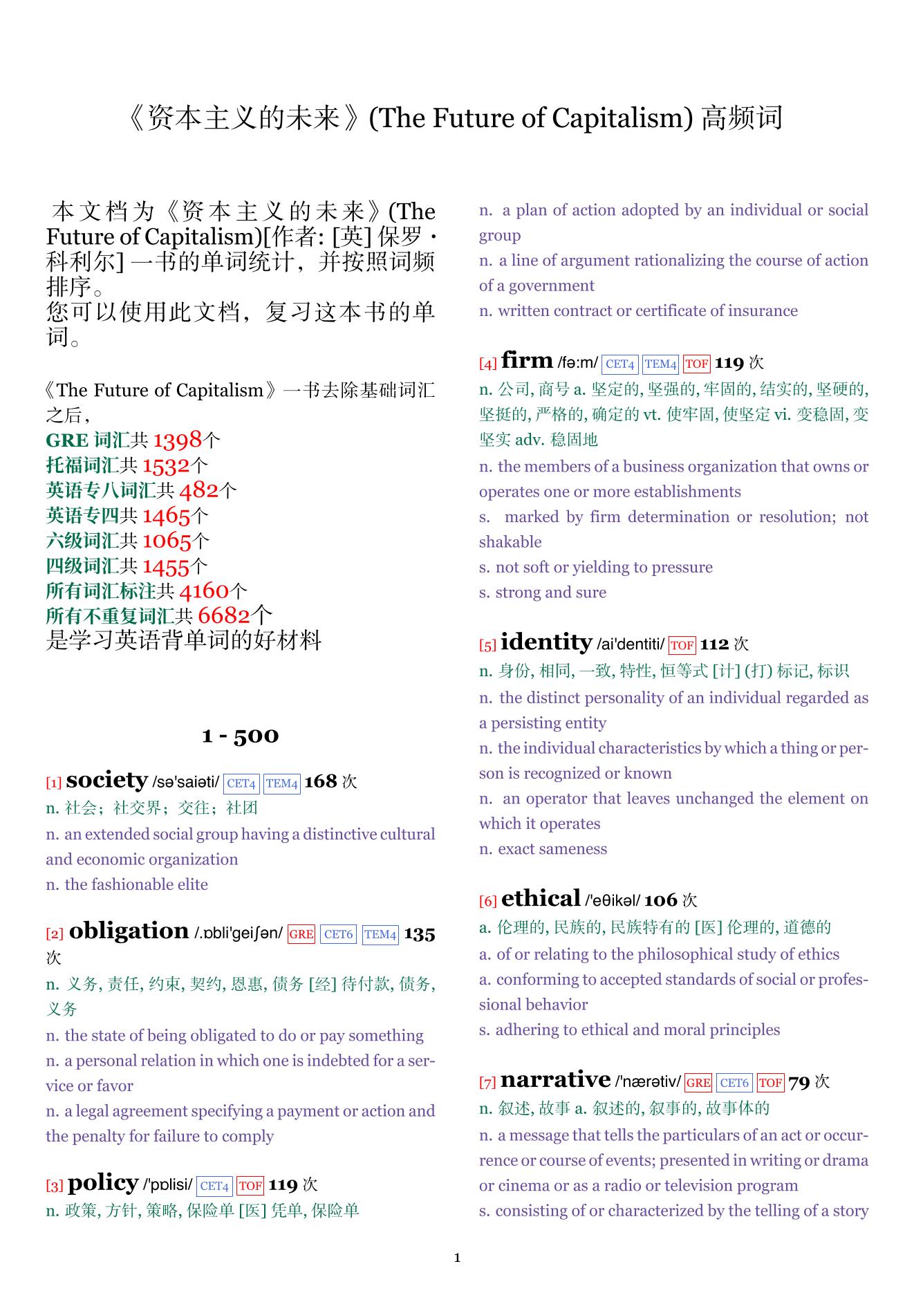 The Future of Capitalism词频统计