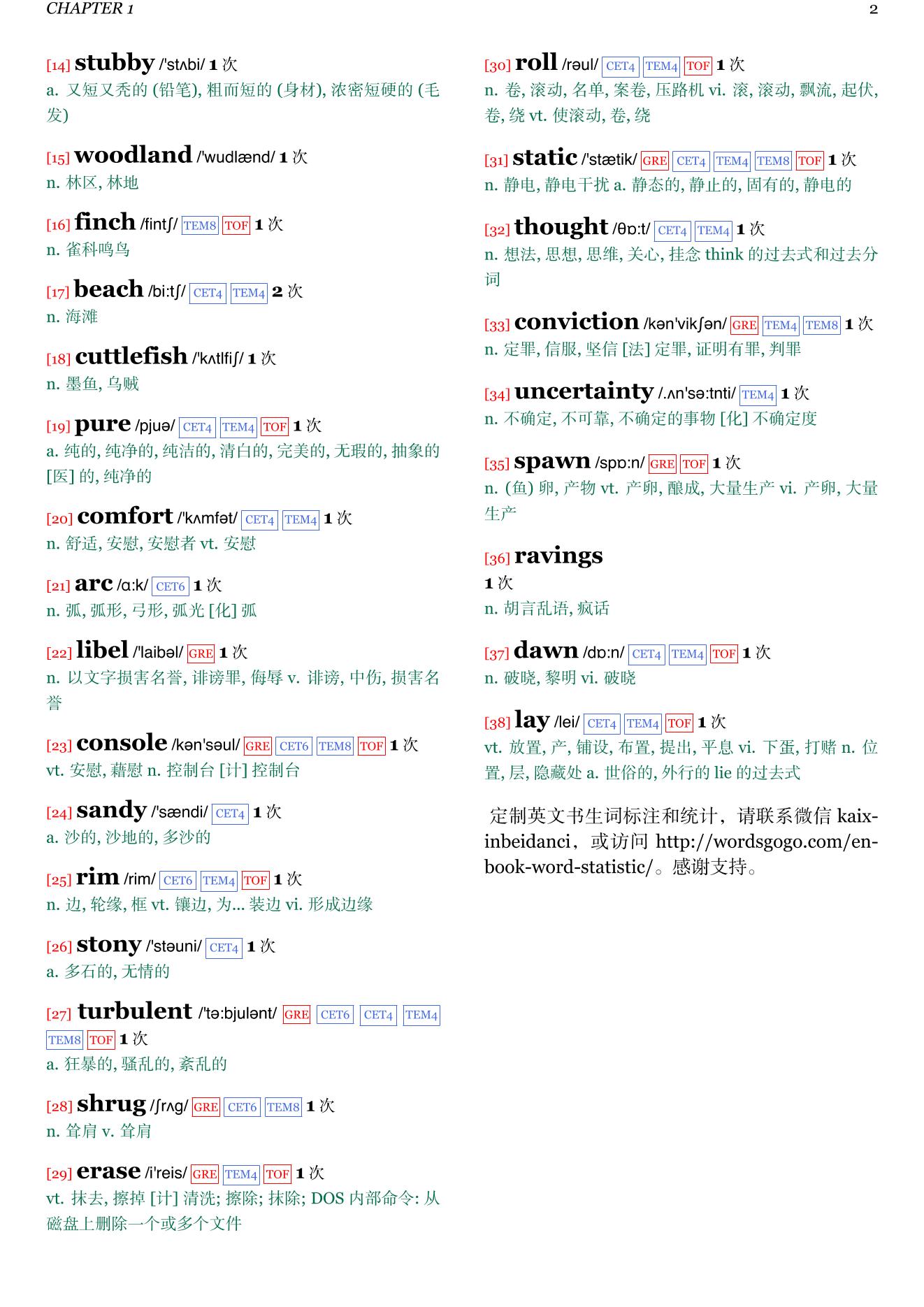 The Gathering章节单词统计