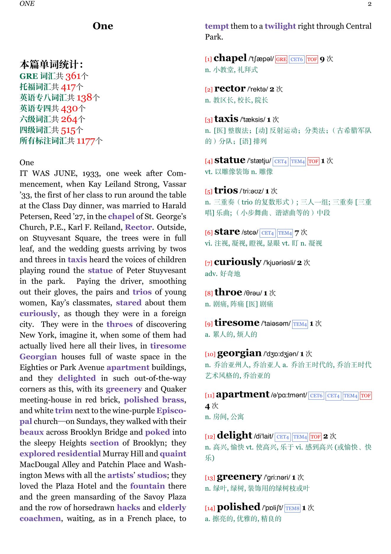 The Group章节单词统计