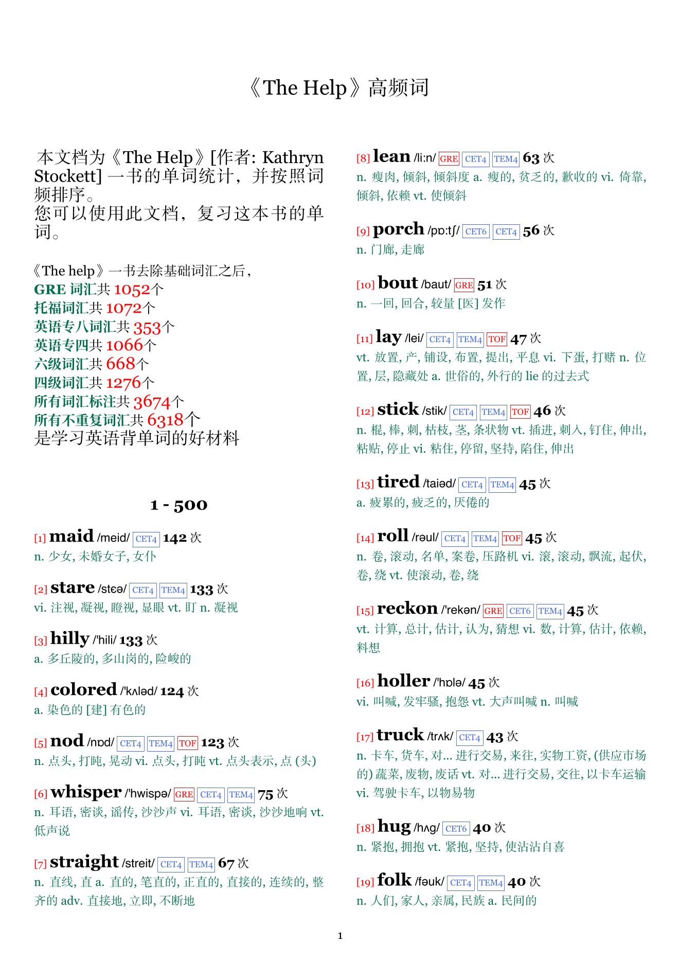 The Help词频统计