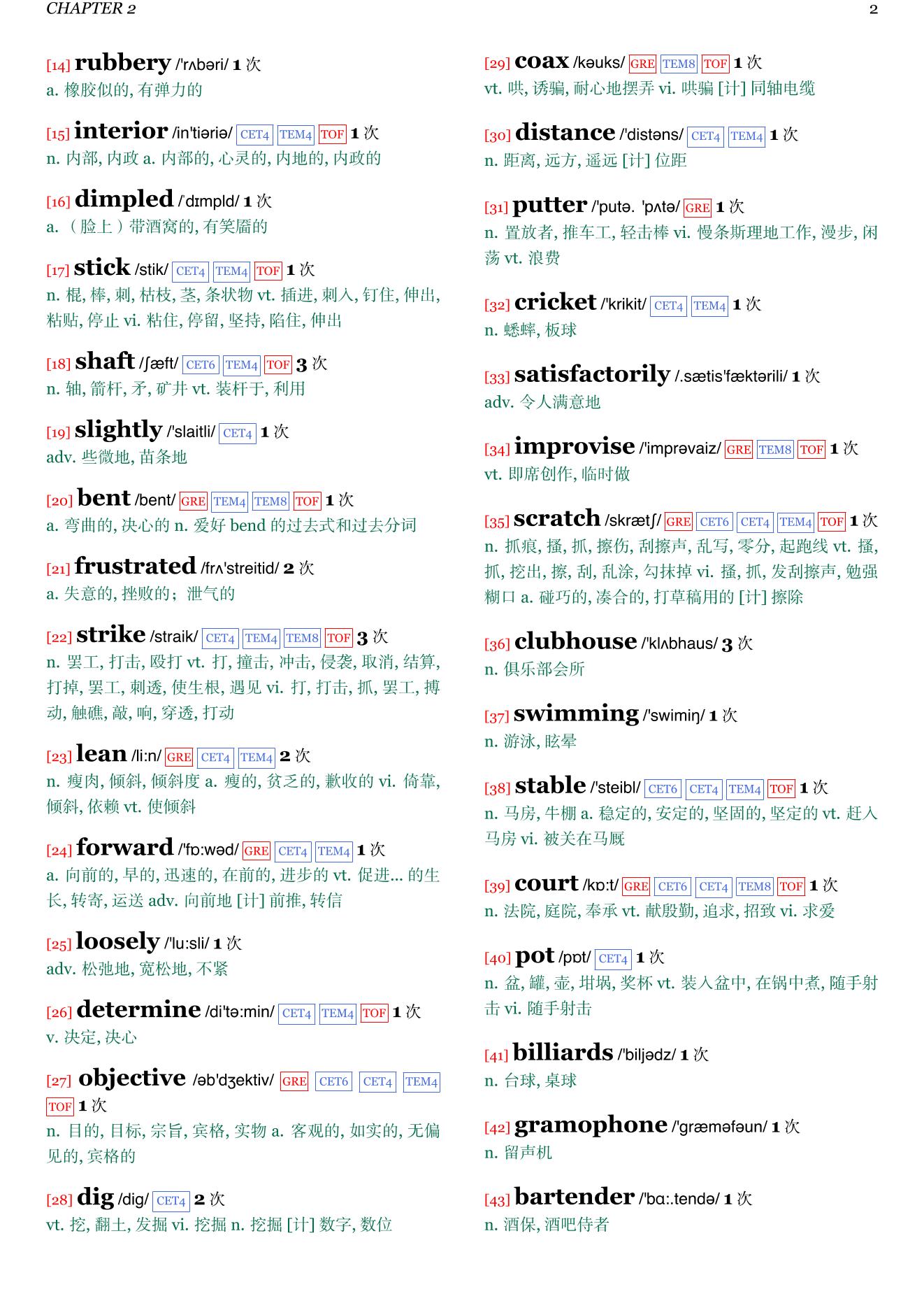 The Lowland章节单词统计