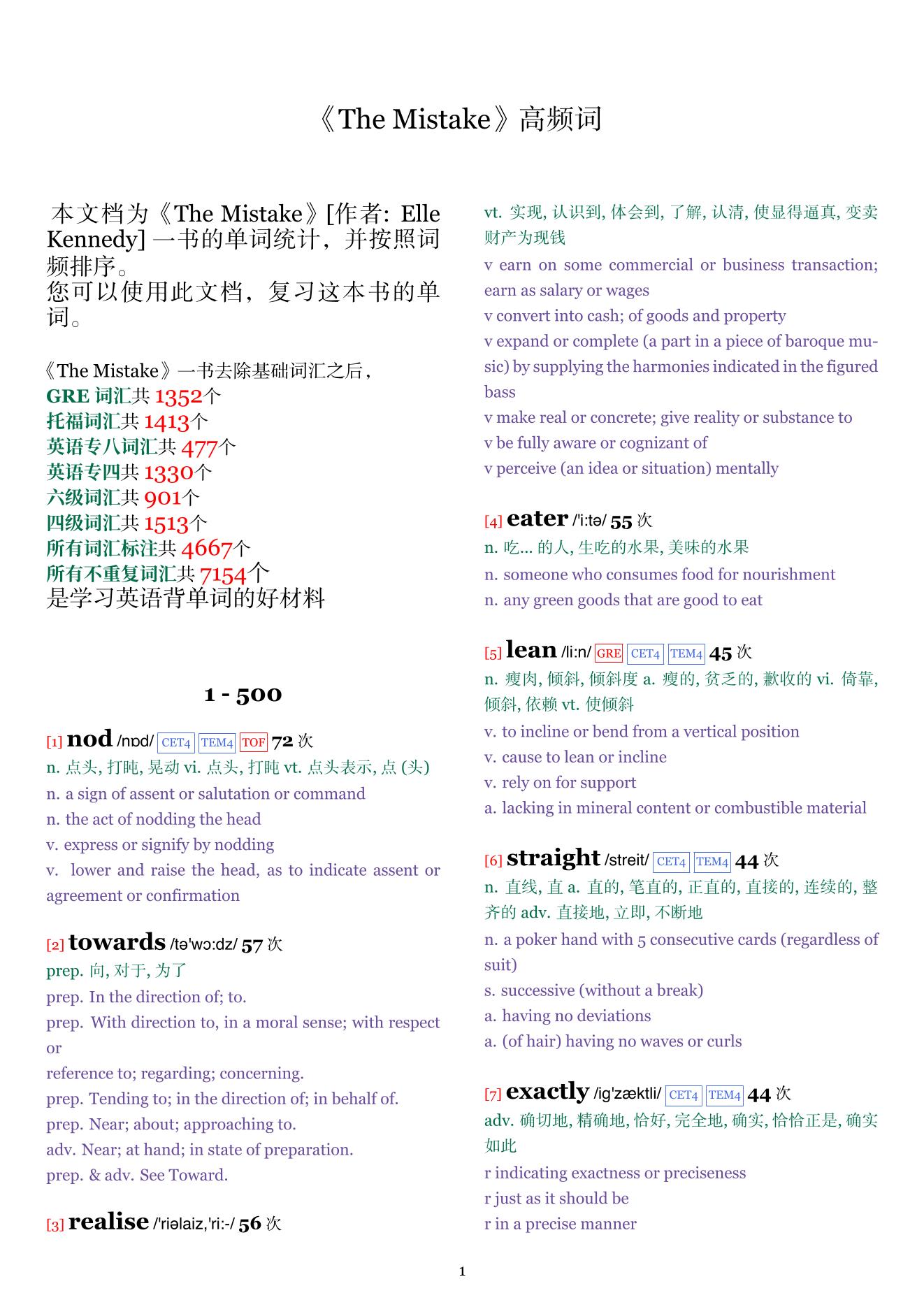 The Mistake词频统计