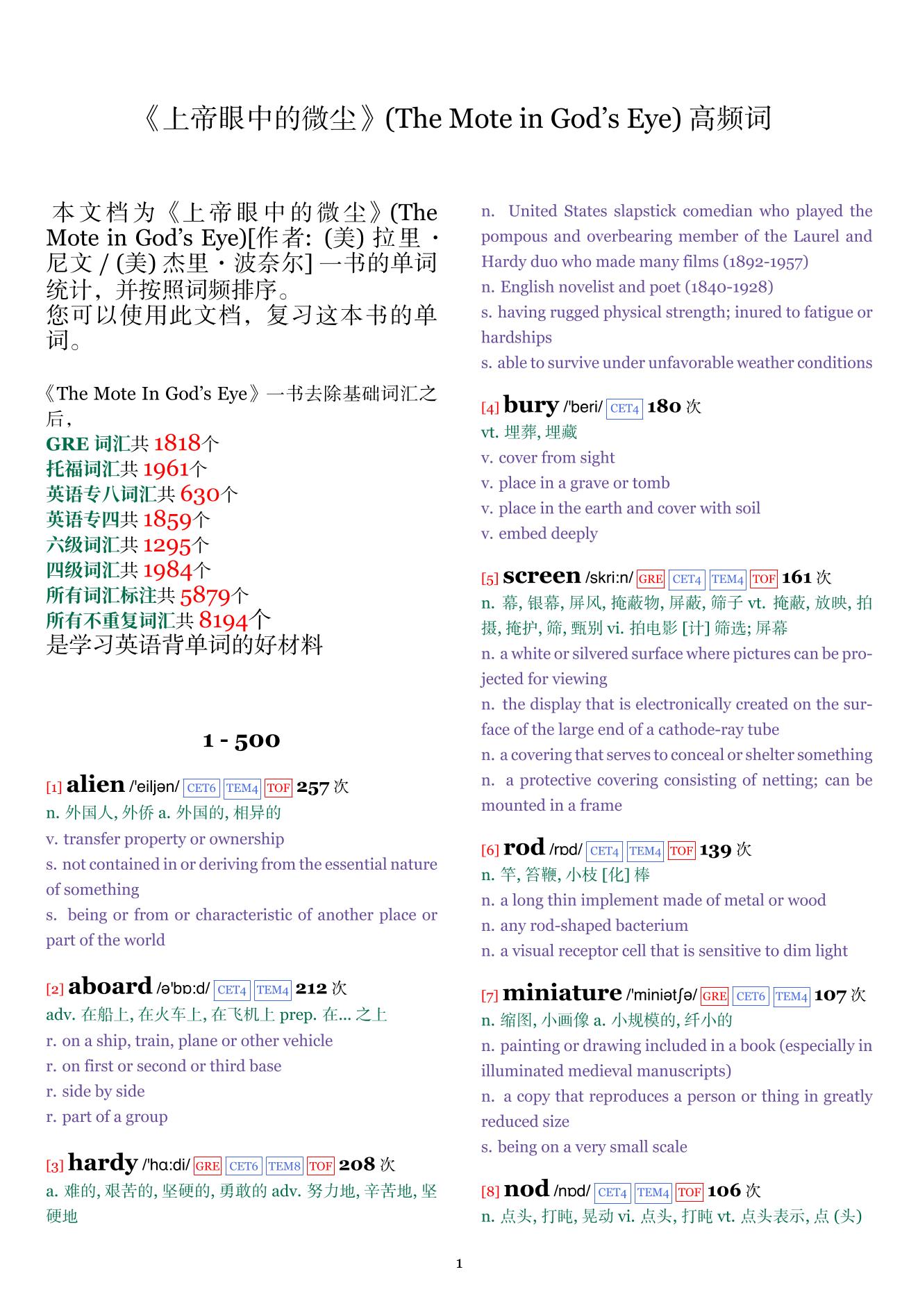 The Mote in God's Eye词频统计