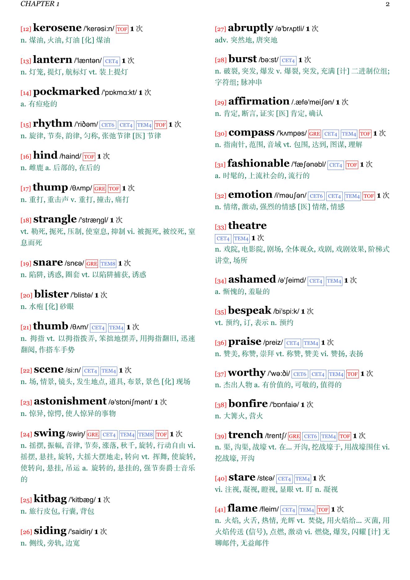 The Narrow Road to the Deep North章节单词统计