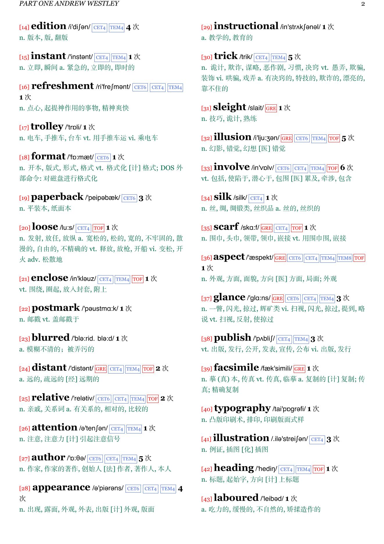 The Prestige章节单词统计