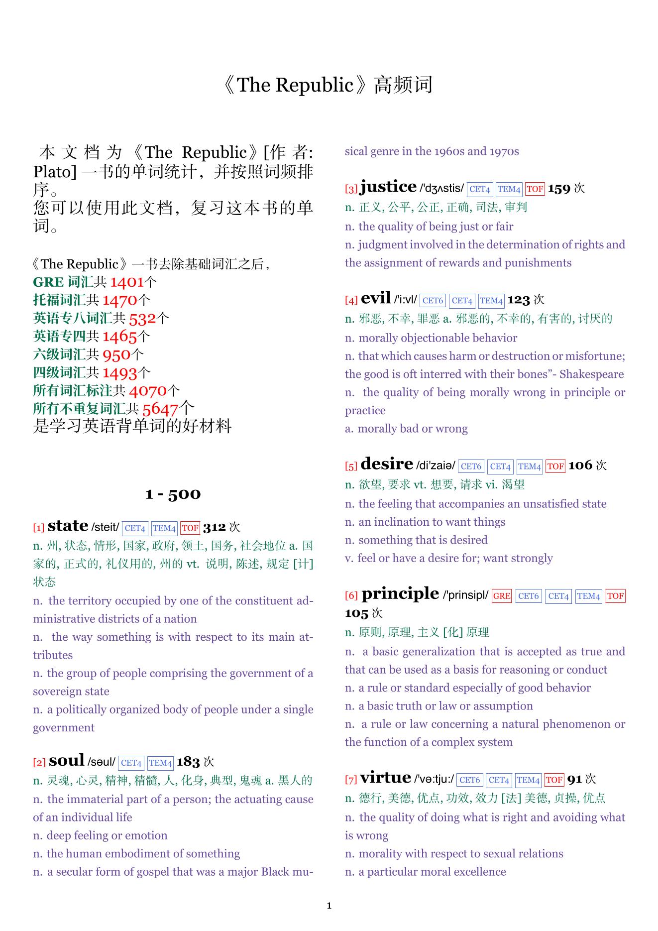 The Republic词频统计