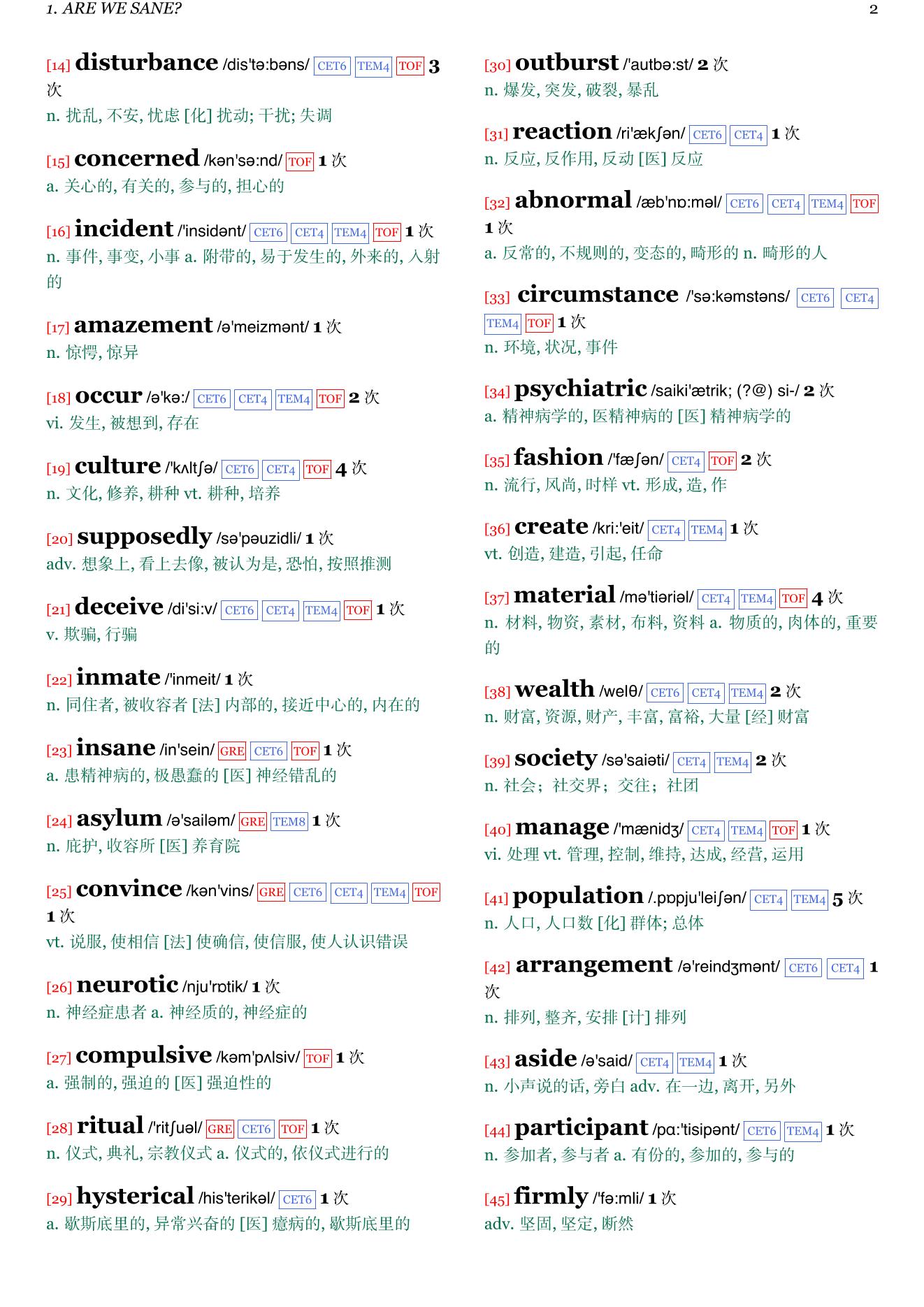 The Sane Society章节单词统计