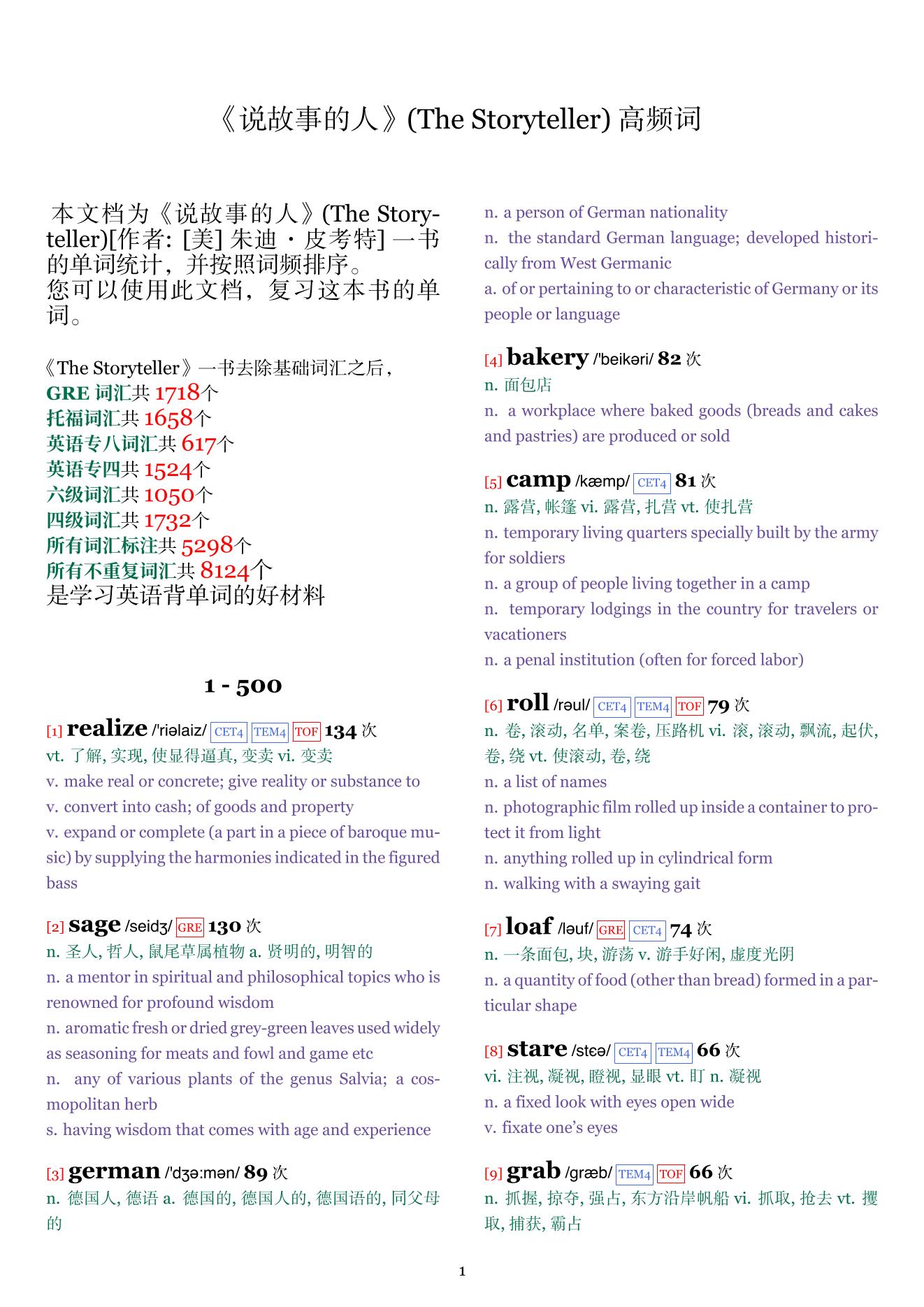 The Storyteller词频统计