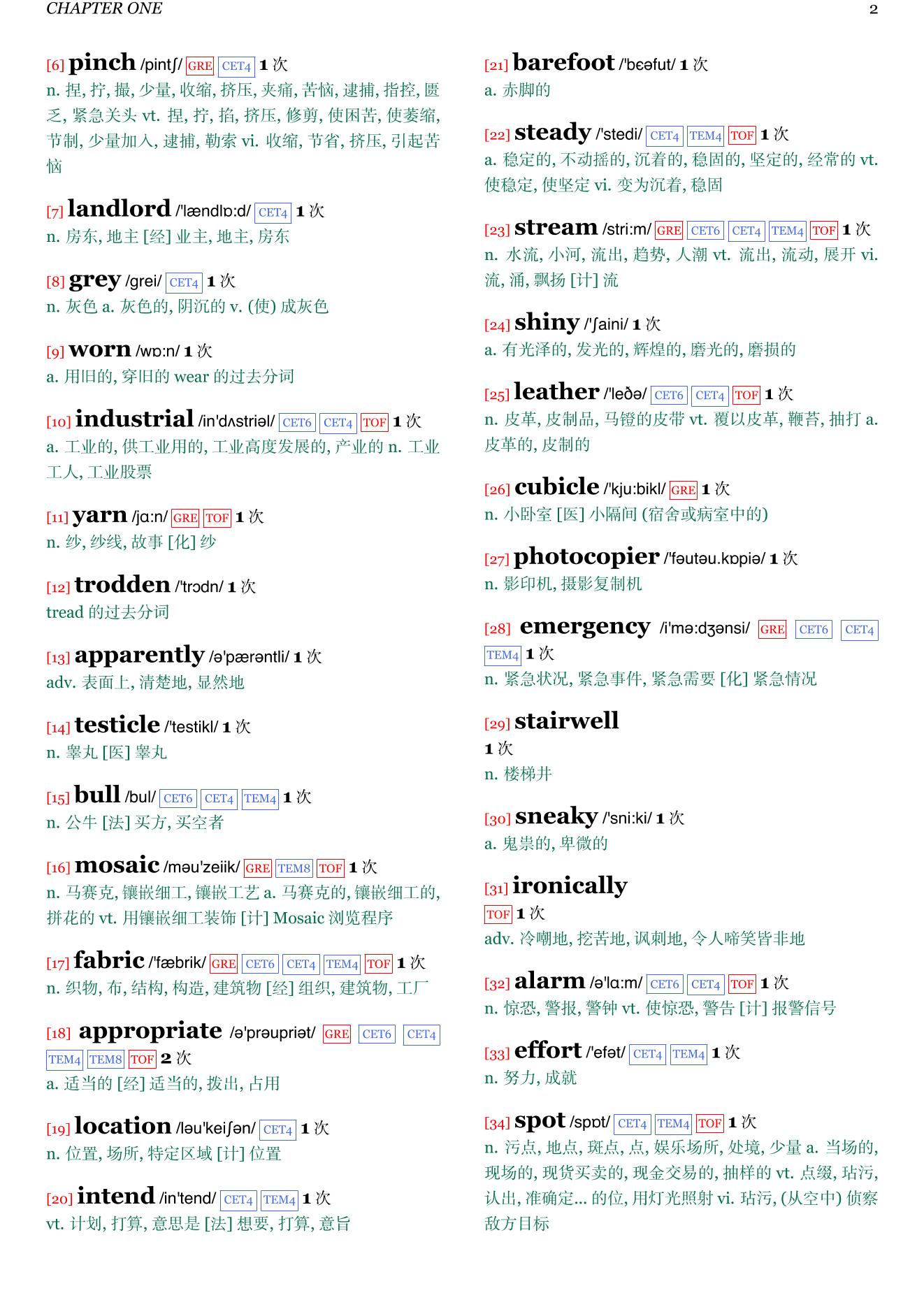 The Time of My Life章节单词统计