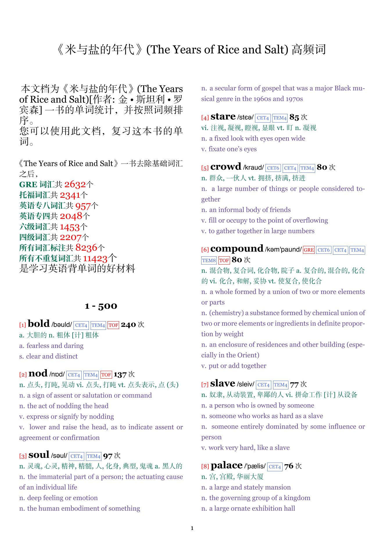 The Years of Rice and Salt词频统计