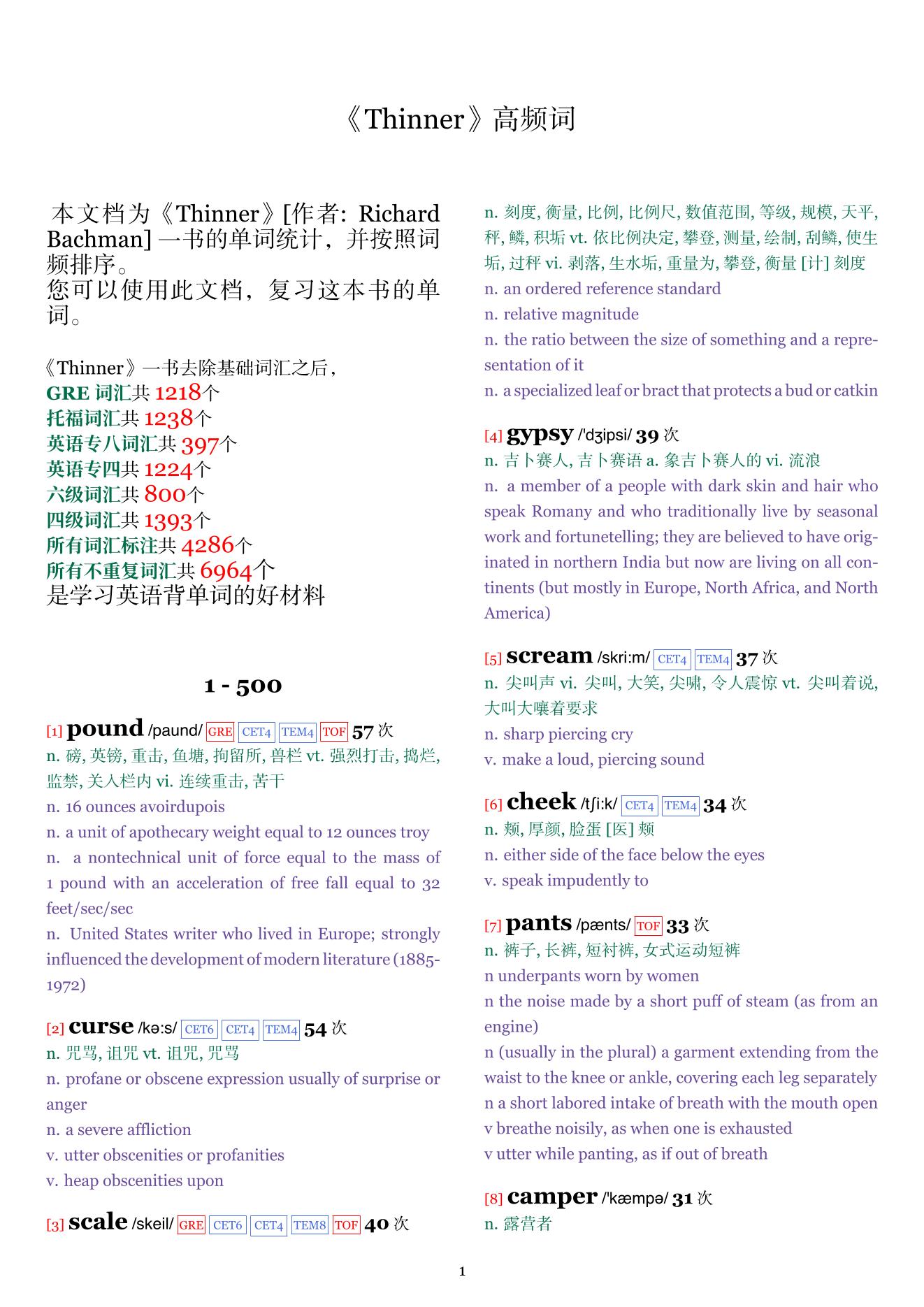 Thinner词频统计