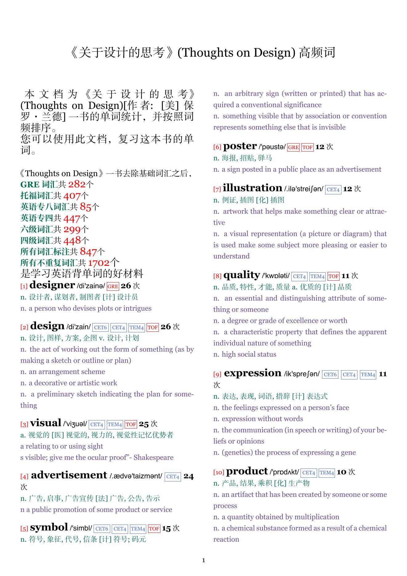 Thoughts on Design词频统计