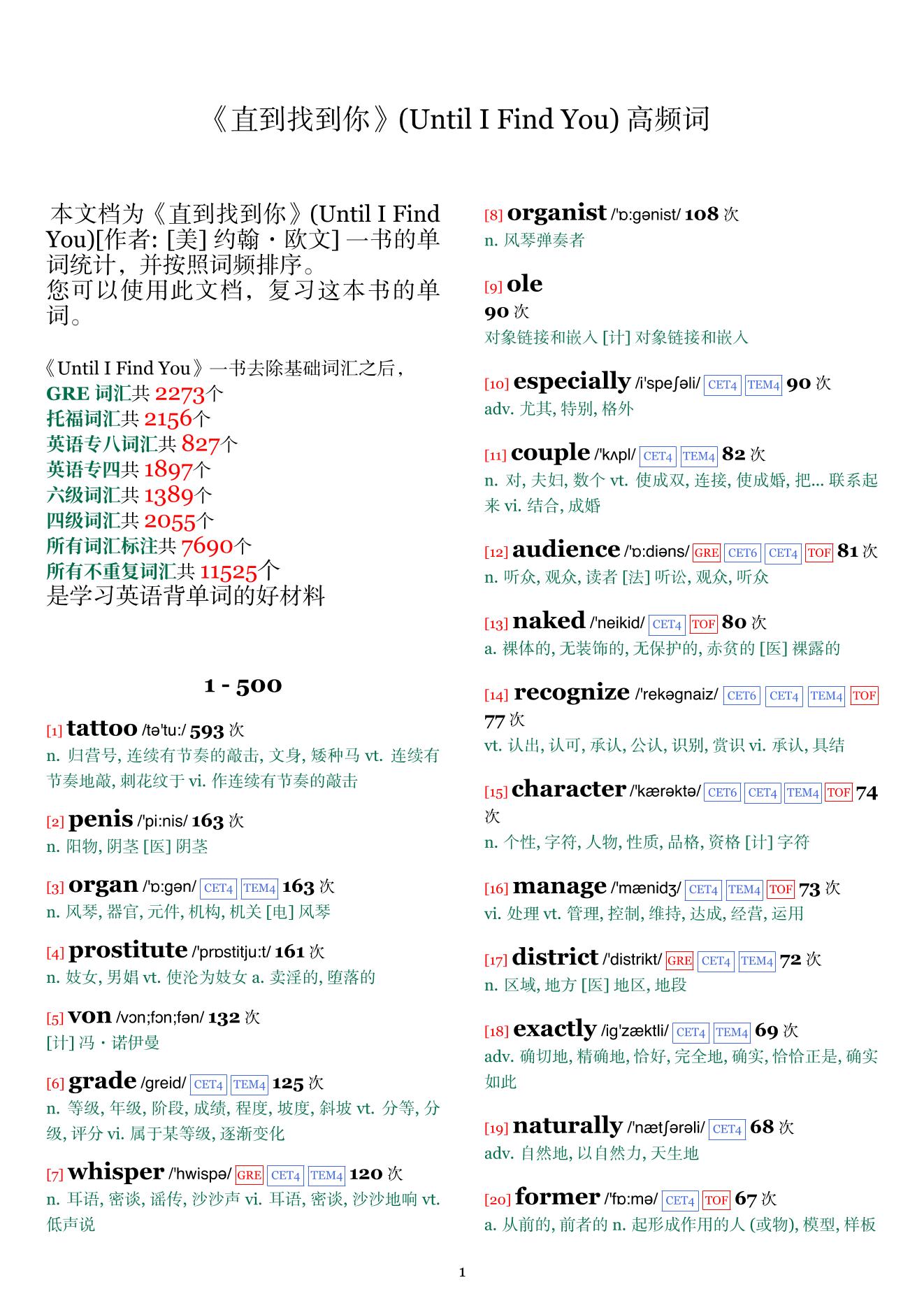 Until I Find You词频统计