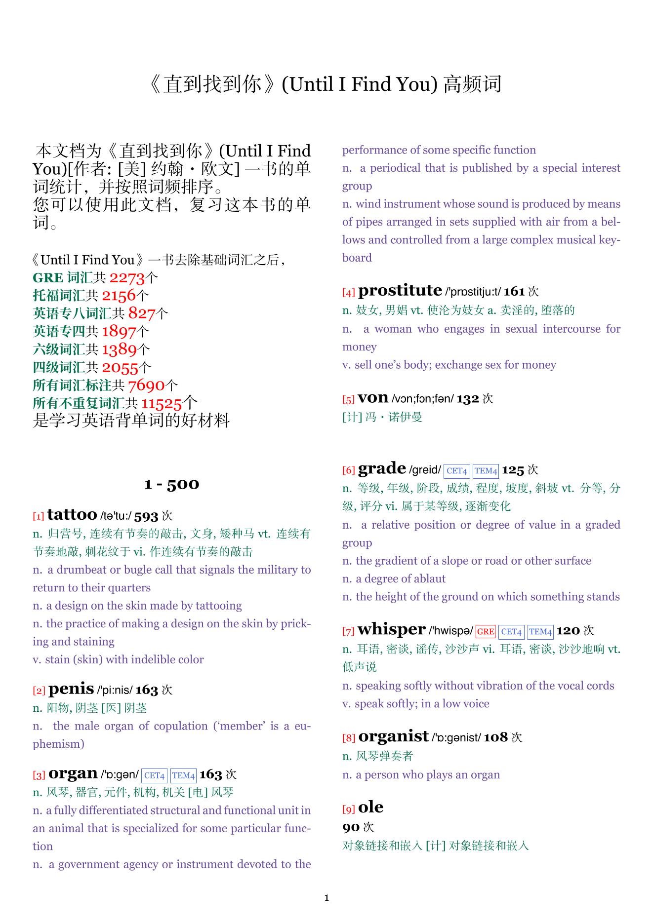 Until I Find You词频统计