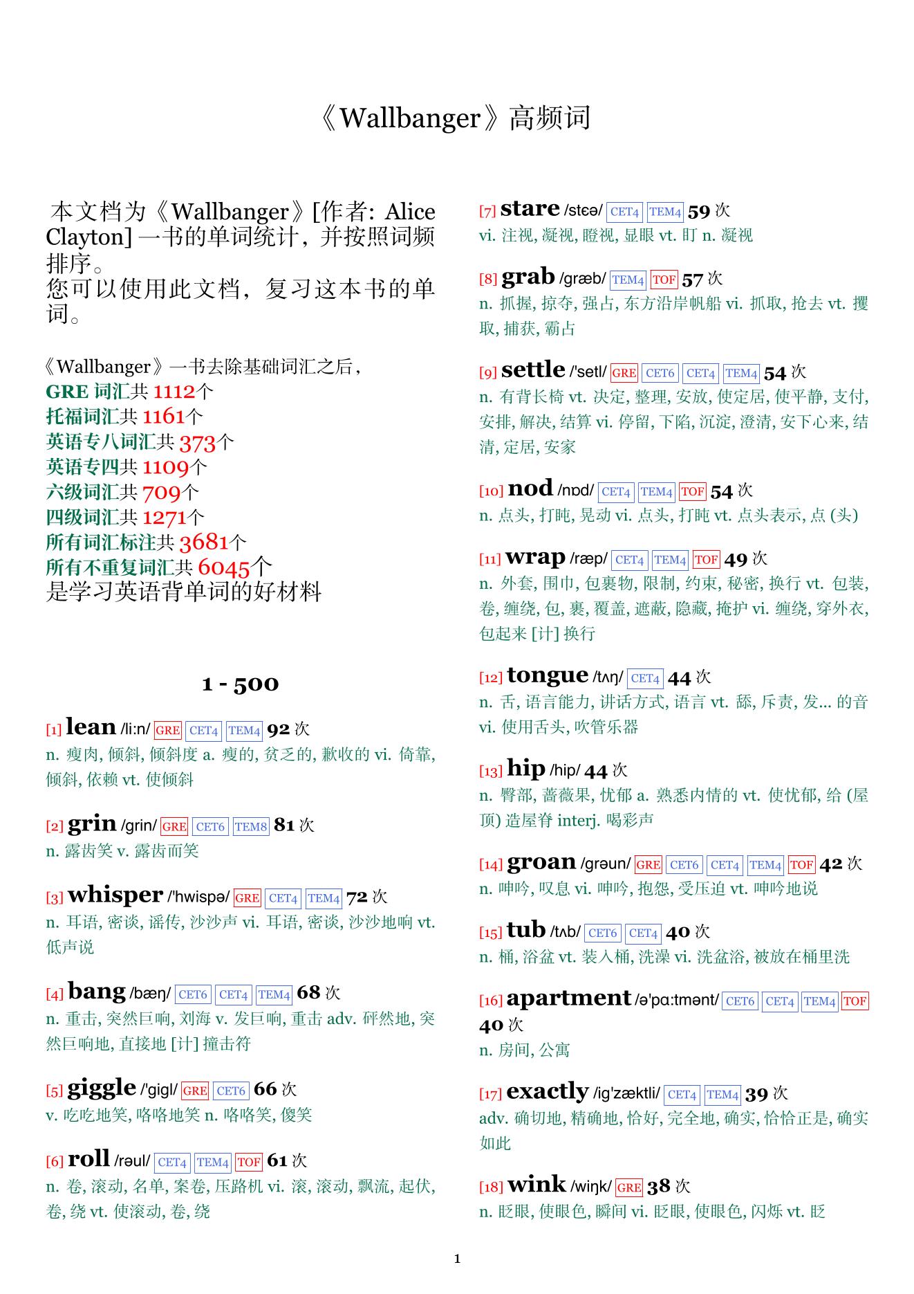 Wallbanger词频统计