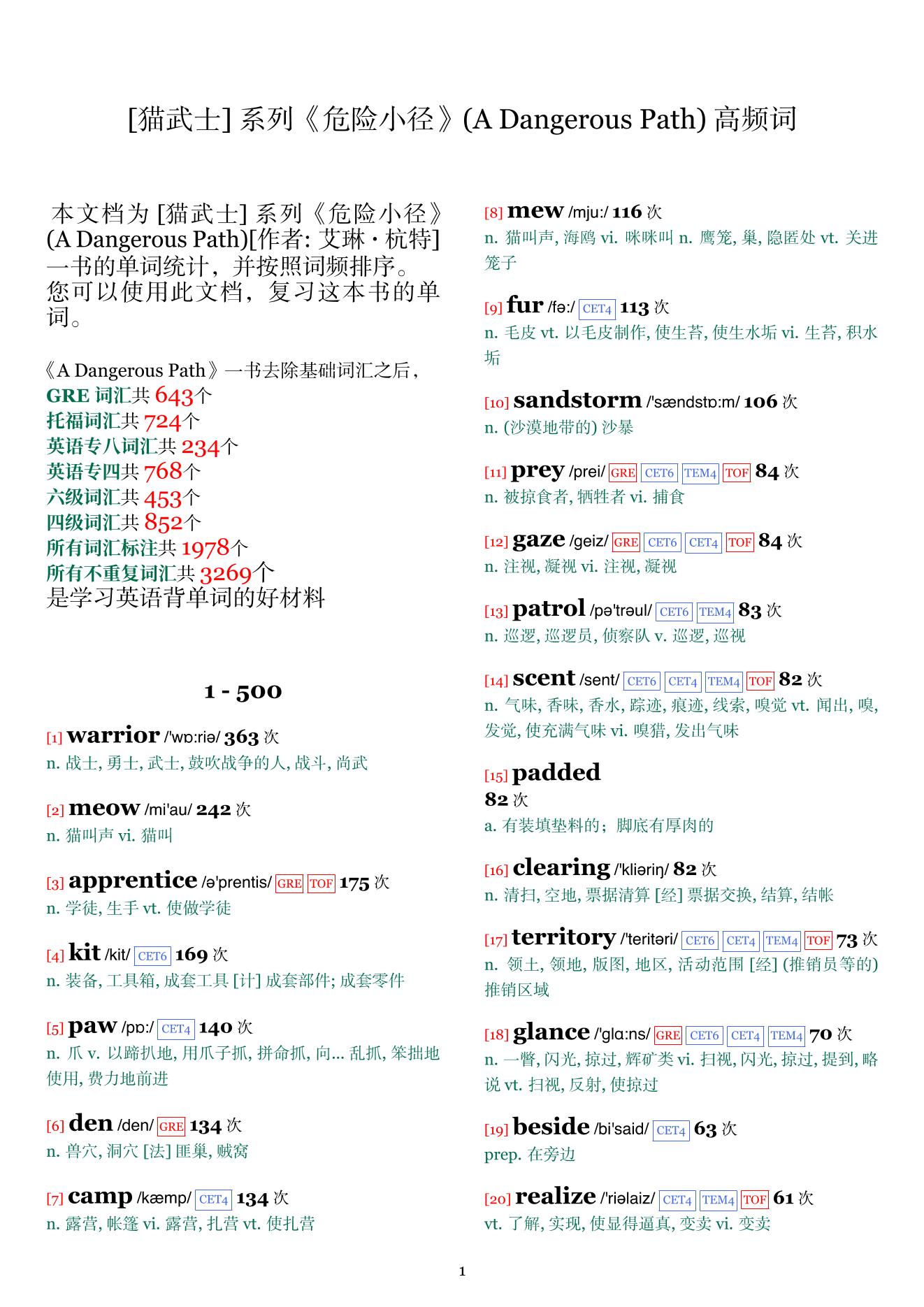 A Dangerous Path词频统计