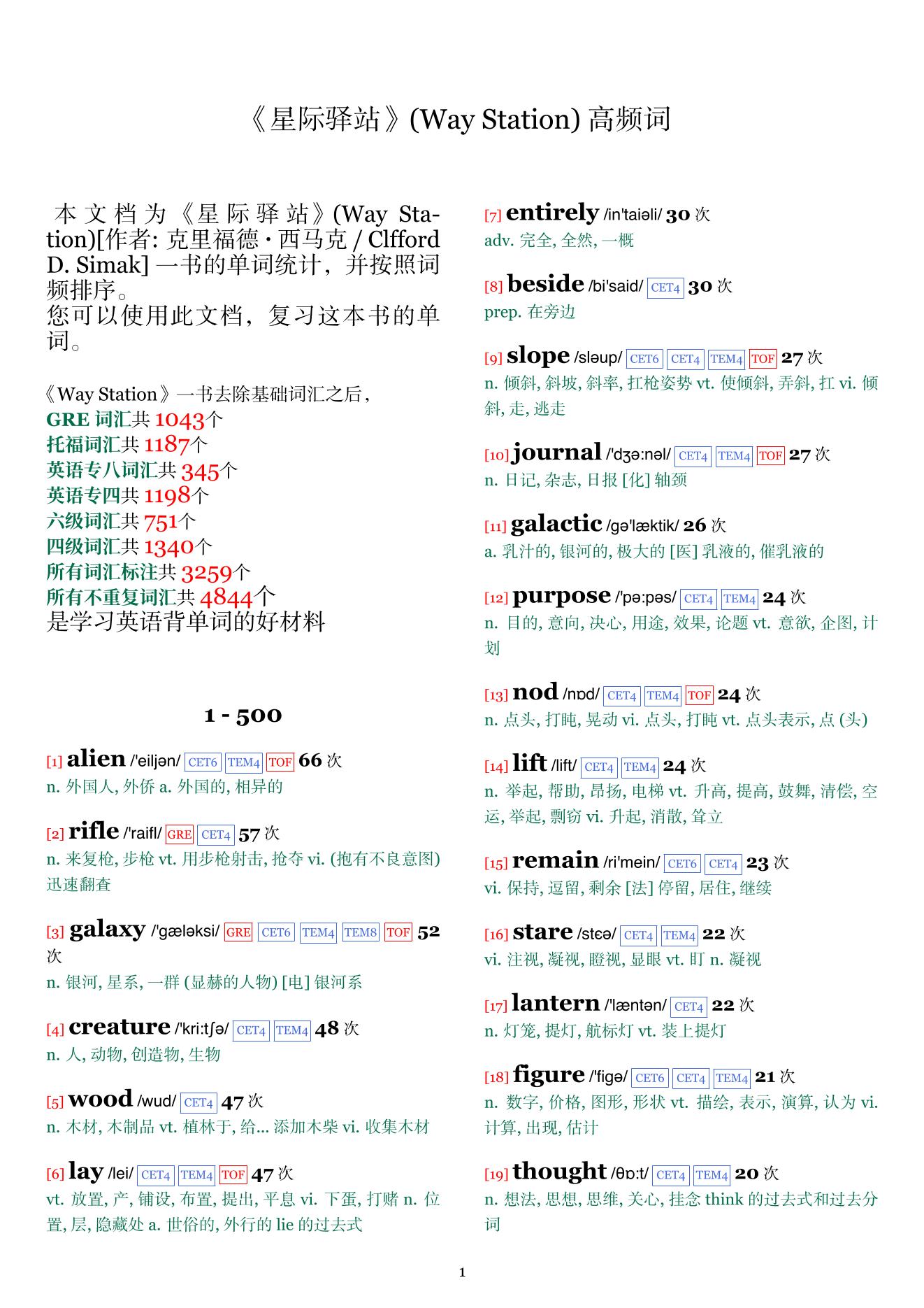 Way Station词频统计