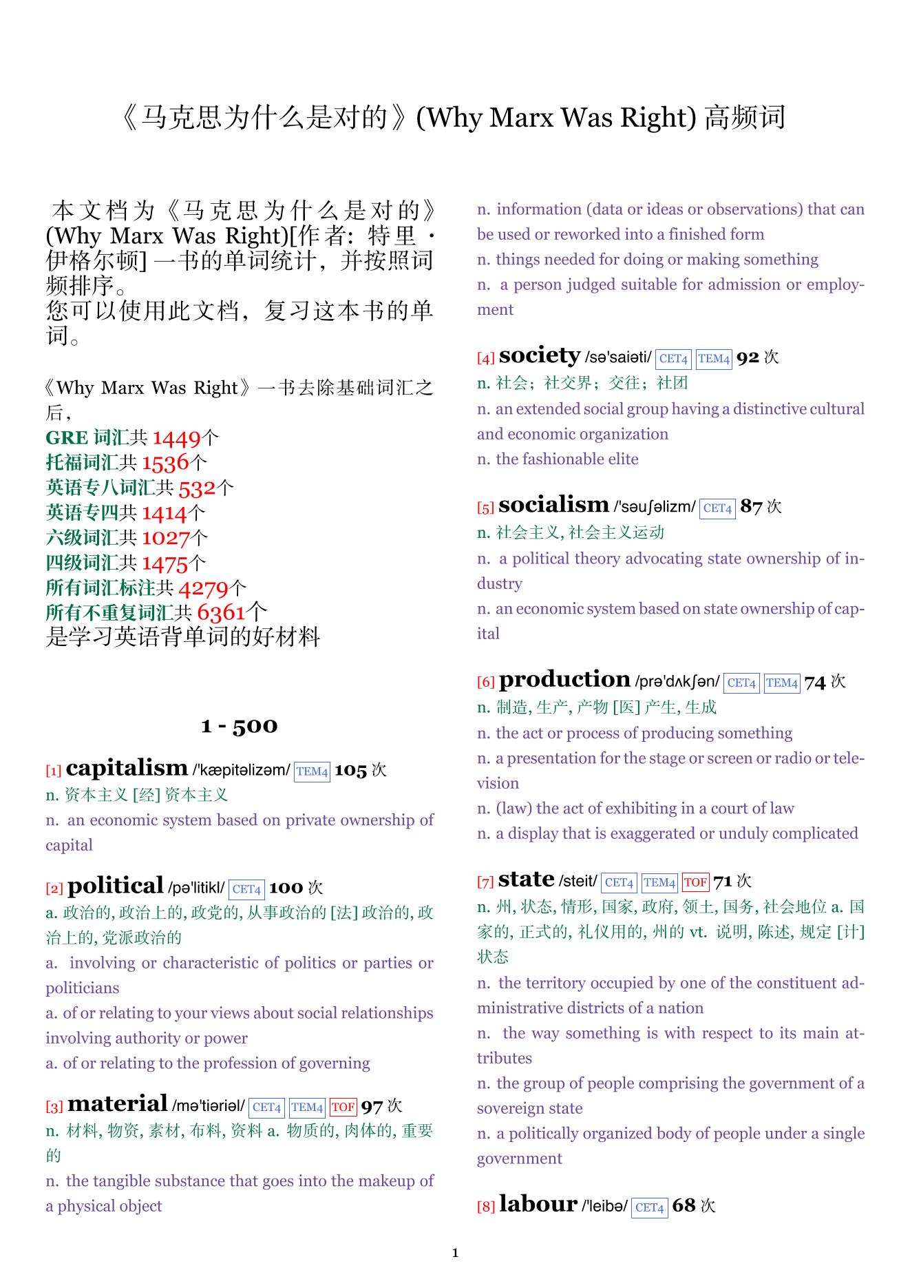 Why Marx Was Right词频统计