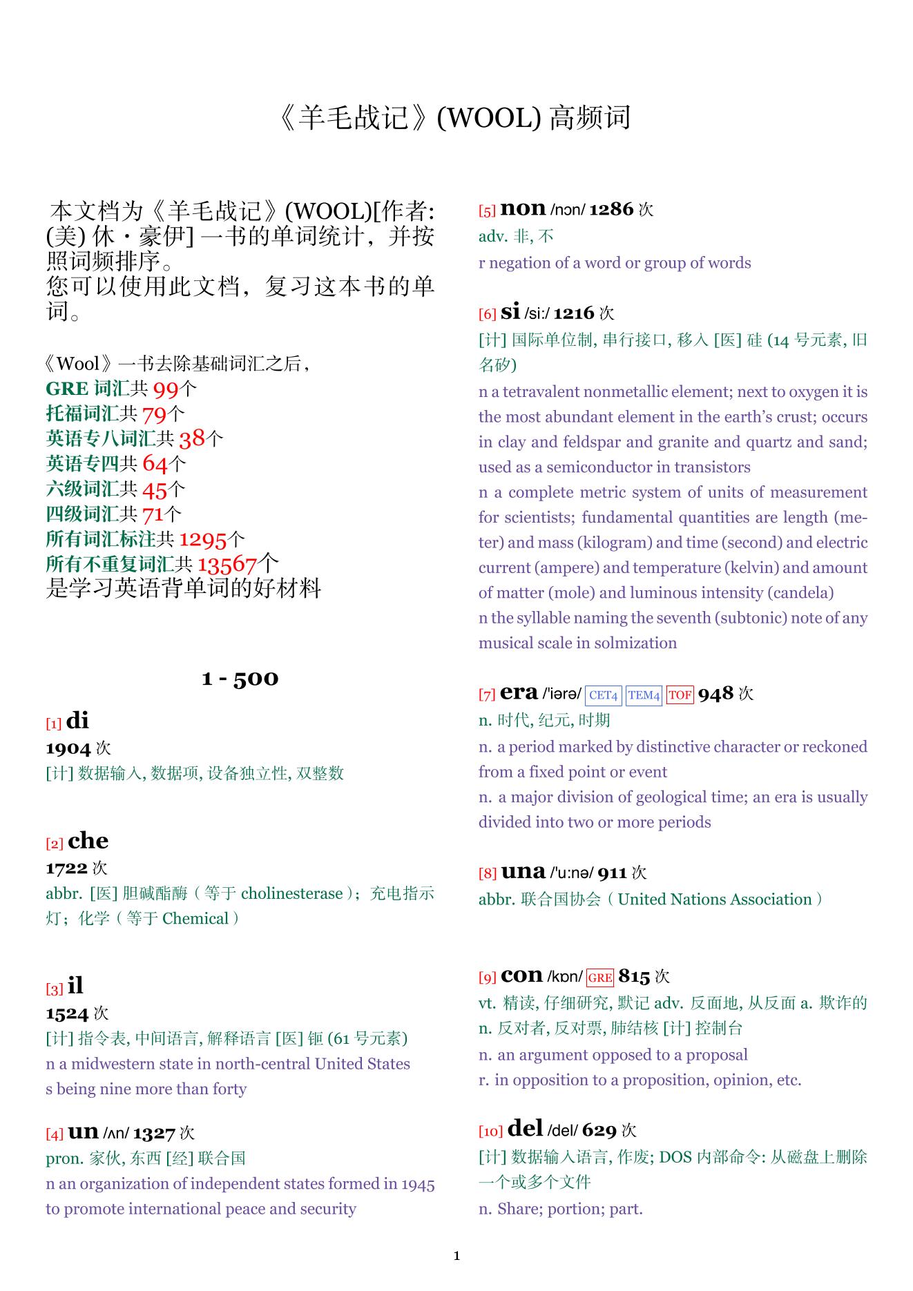 WOOL词频统计