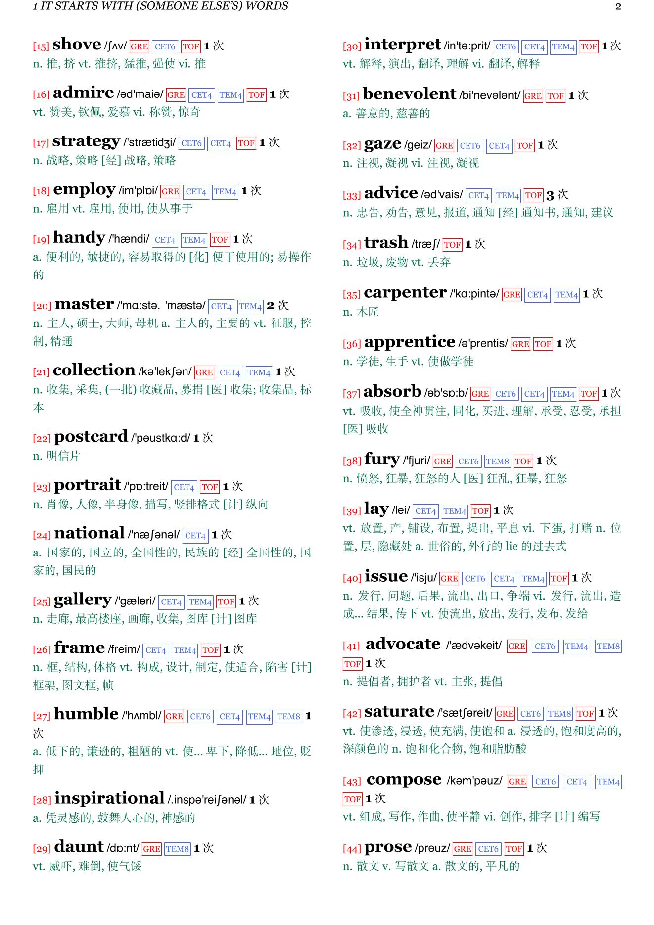 Your Creative Writing Masterclass章节单词统计